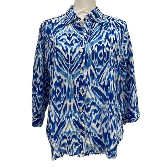 Chico's 2 Linen Ikat Shirt - Picture 1 of 5